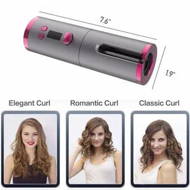 USB Rechargeable Wireless Automatic Hair Curler,Rotating Curling Irons,Portable Auto Magic Cordless Hair Curler