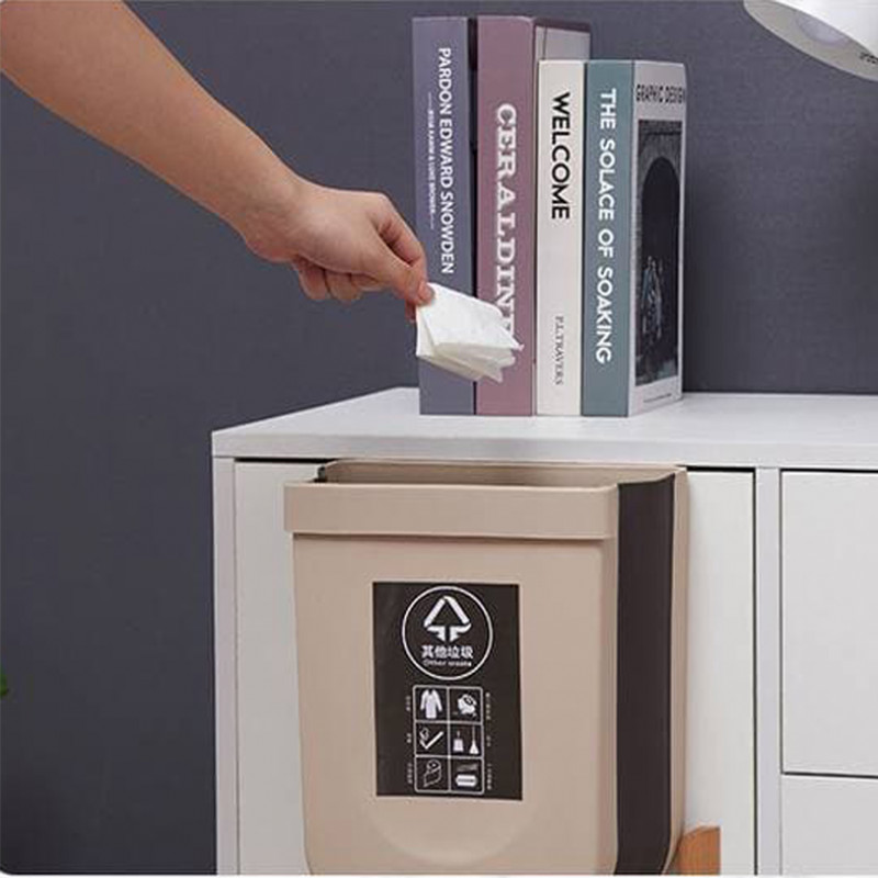 Bathroom Toilet Waste Storage Folding Waste Bin Kitchen Cabinet Door Hanging Trash Bin
