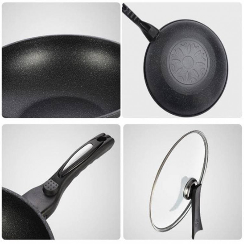 mafia stone coating fry pan non stick, marble cooking pan non-stick frypan, nonstick frying pan with lid