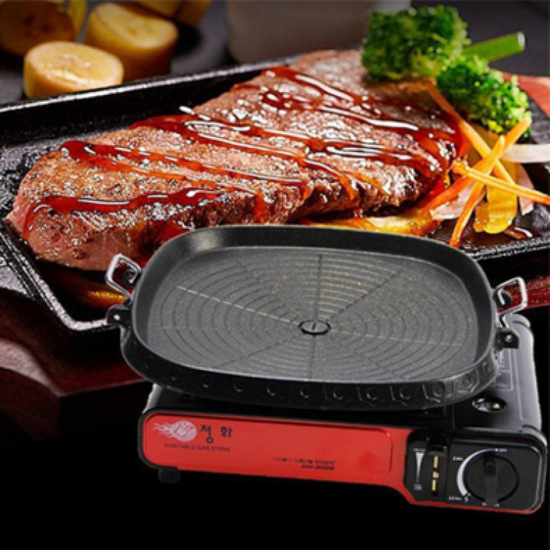 Grill Pan with Maifan Stone Coated Surface Non-stick Smokeless Stovetop Plate 