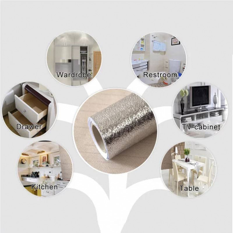Diy Kitchen Removable Oil-proof Wall Paper Aluminum Foil Waterproof Self-adhesive Wall Stickers