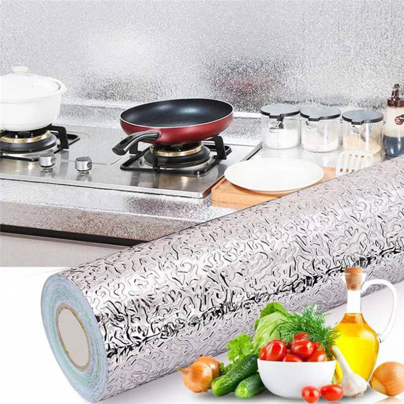 Diy Kitchen Removable Oil-proof Wall Paper Aluminum Foil Waterproof Self-adhesive Wall Stickers