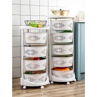 Kitchen rack multi-layer floor-standing fruit and vegetable basket household multi-function mobile storage