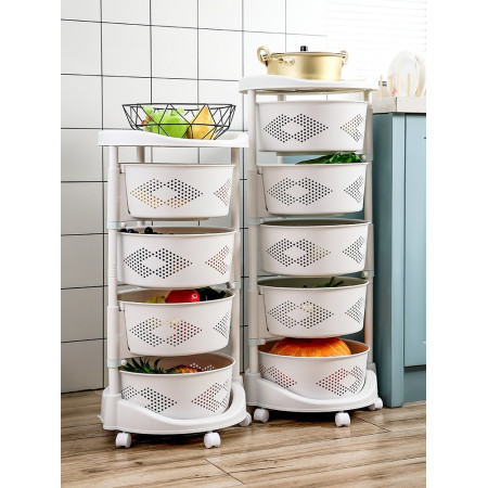 Kitchen rack multi-layer floor-standing fruit and vegetable basket household multi-function mobile storage