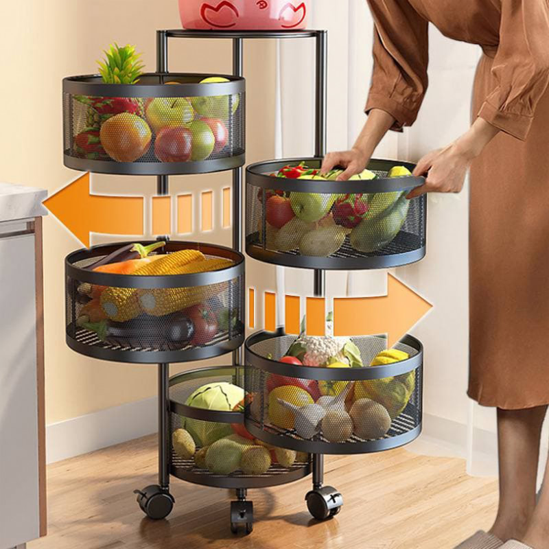  Square rotating fruit and vegetable basket, movable kitchen fruit and vegetable rack