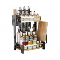 Lina Store 2 Tiers Spice Storage Rack Home Kitchen Standing Carbon Steel Organizer