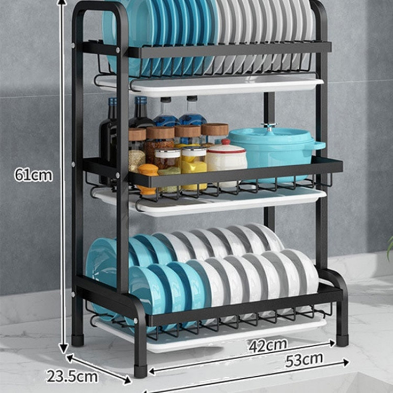 3-tier Stainless Steel Dish Plate Shelf Drainer Drying