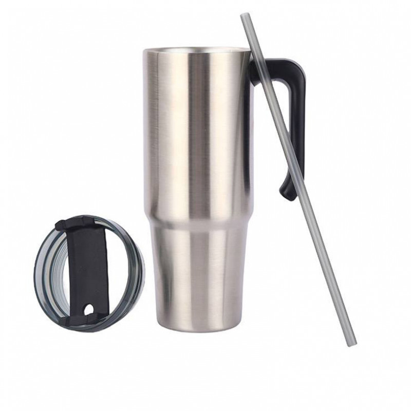 Steel tumblers cup with handle and Straw 890ml