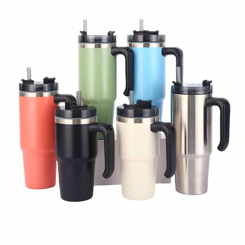 Steel tumblers cup with handle and Straw 890ml