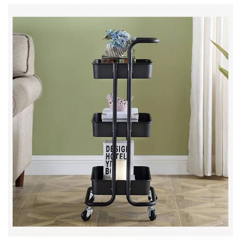 Storage Shelves with Wheels rack  3tier Utility Rolling Cart 