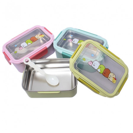 lunch box portable for office worker school 1-layer​ inside  stainless steel 046