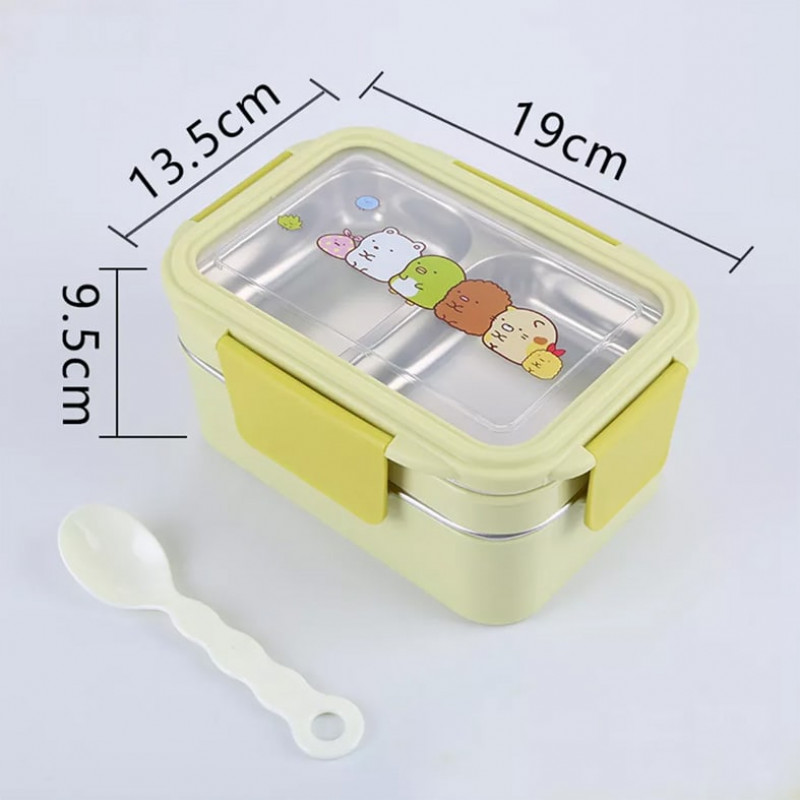 lunch box portable for office worker school 2-layer​ inside  stainless steel 2329