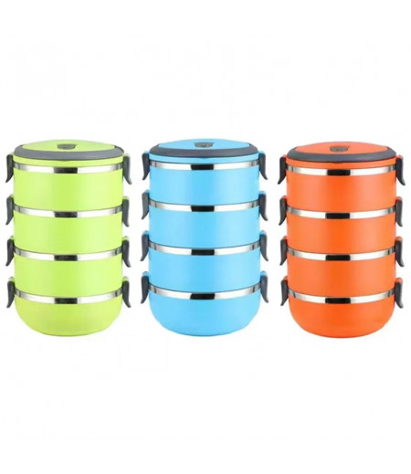 Bento Box Adult Lunch Box 4 Tier Stainless Steel Stackable Thermal Food Container