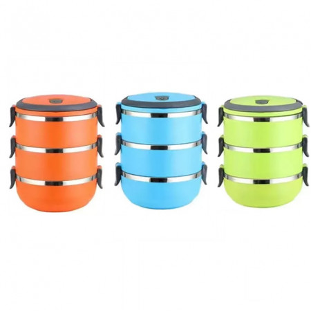 Bento Box Adult Lunch Box 3 Tier Stainless Steel Stackable Thermal Food Container