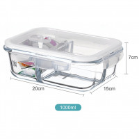 Microwave Oven Safe glass food Partitioned heated lunch box transparent storage container crisper