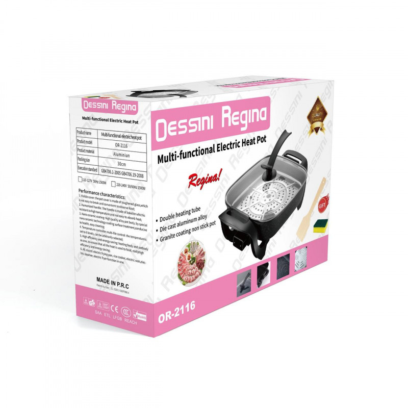 Electric Boiling Frying Pan hot pot and steamer  Dessini OR-2116