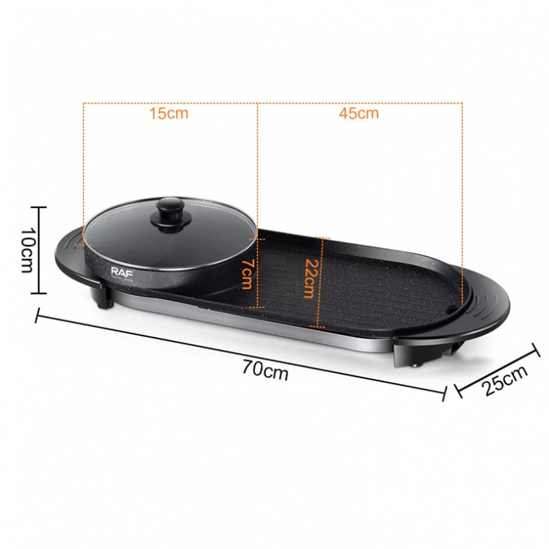 Grilled 2in1 Pot Non-stick Coating Electric R-5413 (1800W) Lina 