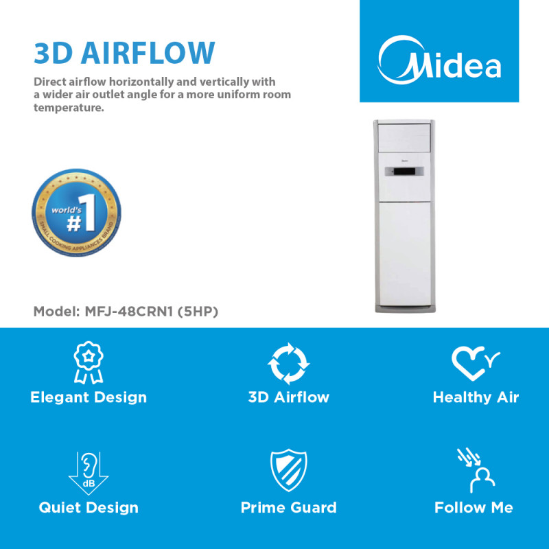 Midea Air Conditioner Non-Inverter Floor Standing 5HP R410a MFJ-48CRN1