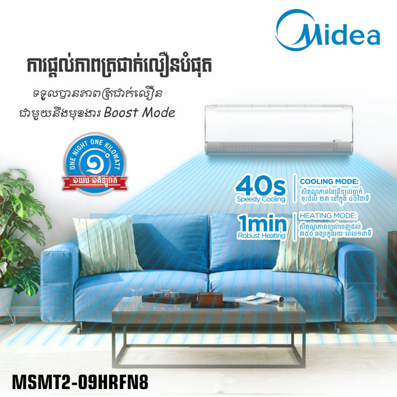 MIDEA Super Inverter Wall mounted 1HP R32
