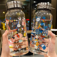 My Home Large-capacity glass 1000ml portable cute high temperature resistant