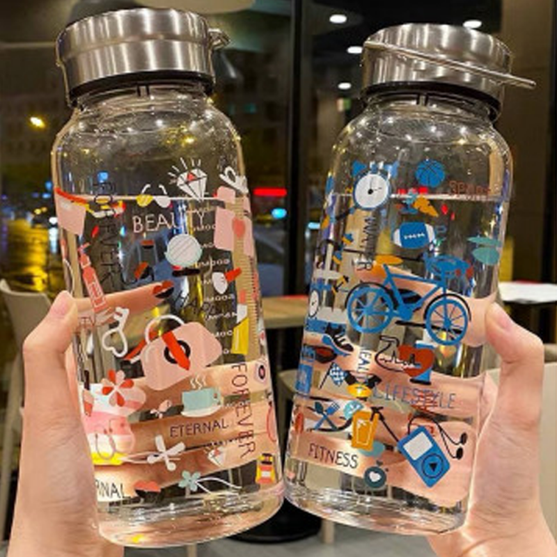 Large-capacity glass 1000ml portable cute high temperature resistant