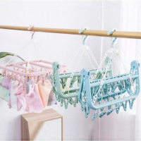 My Home SH0012 Adult windproof drying rack plastic 32 clip hanger children's socks rack baby household
