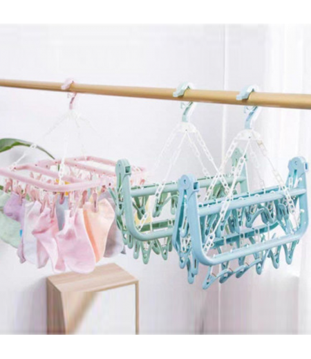 Adult windproof drying rack plastic 32 clip hanger children's socks rack baby household
