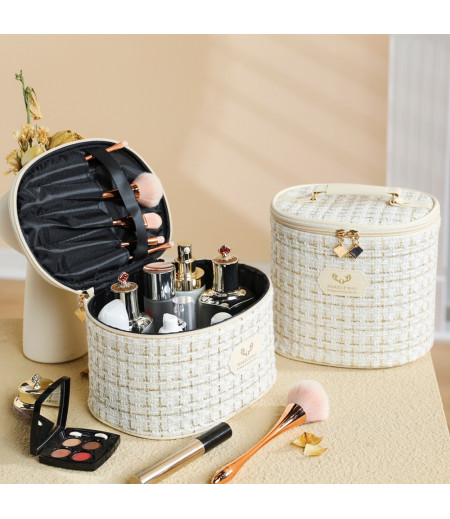 Cosmetic bag new skin care products cosmetic storage bag easy to carry large-capacity cloth round hand-held bag when going out