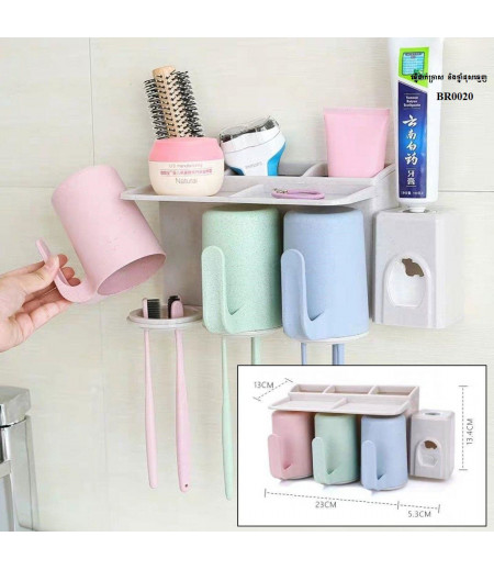 Bathroom and toilet wall suction wheat toothbrush holder
