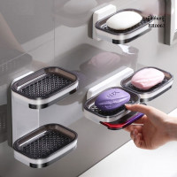 My Home Soap box free perforated suction cup wall-mounted creative double-layer drain rack household toilet bathroom soap rack My Home Soap box free perforated suction cup wall-mounted creative double-layer drain rack household toilet bathroom soap rack