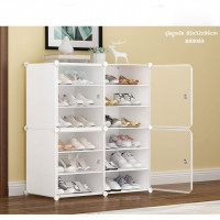 My Home Simple shoe rack, plastic shoe cabinet, storage artifact, dust-proof, large-capacity, space-saving, assembled door, household economy