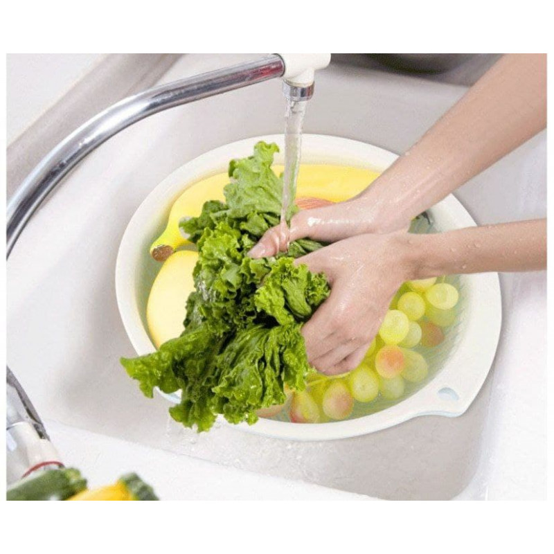 Double-layer hollow fruit basin wash fruit drain basket