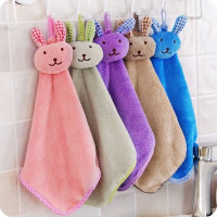 Korean cartoon cute creative coral fleece hand towel kitchen hanging type