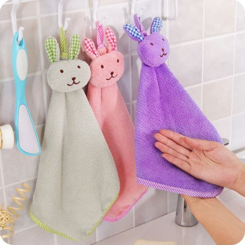 Korean cartoon cute creative coral fleece hand towel kitchen hanging type