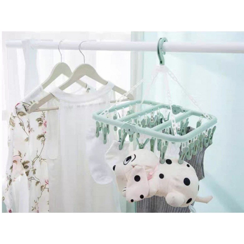 Adult windproof drying rack plastic 32 clip hanger children's socks rack baby household