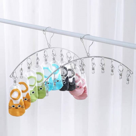stainless steel sock rack multi-clip clothes hanger household windbreaker clip multi-functional hook to dry underwear rack god
