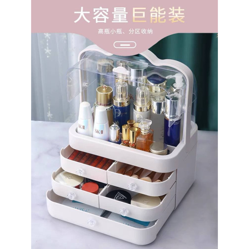 Cosmetic storage box with mirror integrated net red cosmetics storage box