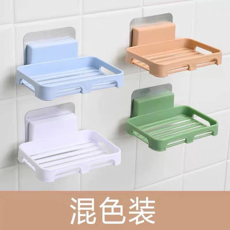 Soap Holder Punch-Free Soap Dishes Wall Mounted Soap Rack Boxes for Bathroom Kitchen Sponges Bubble 