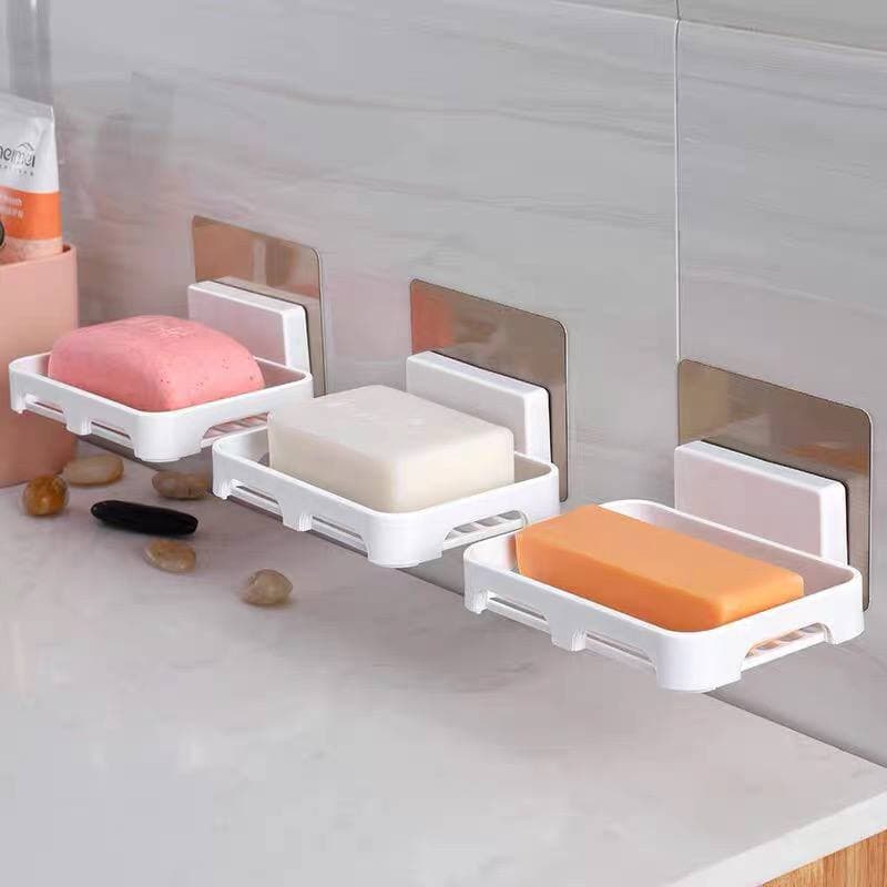 Soap Holder Punch-Free Soap Dishes Wall Mounted Soap Rack Boxes for Bathroom Kitchen Sponges Bubble 