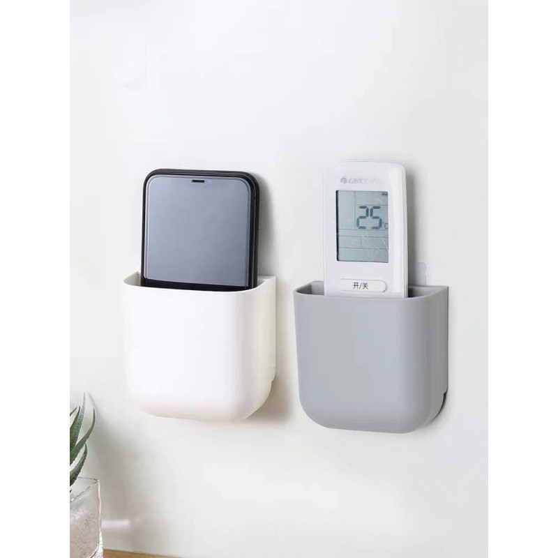 Punch Free Wall Mounted Storage Box Remote Control Hanging Mobile Phone Plug Wall Holder Charging Multi Function Organizer
