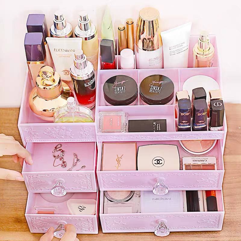 Cosmetics Makeup and Jewelry Storage Case Display– 4  Drawers Space- Saving, Stylish  Bathroom Case Great for Lipstick, Nail Polish, Brushes, Jewelry and More
