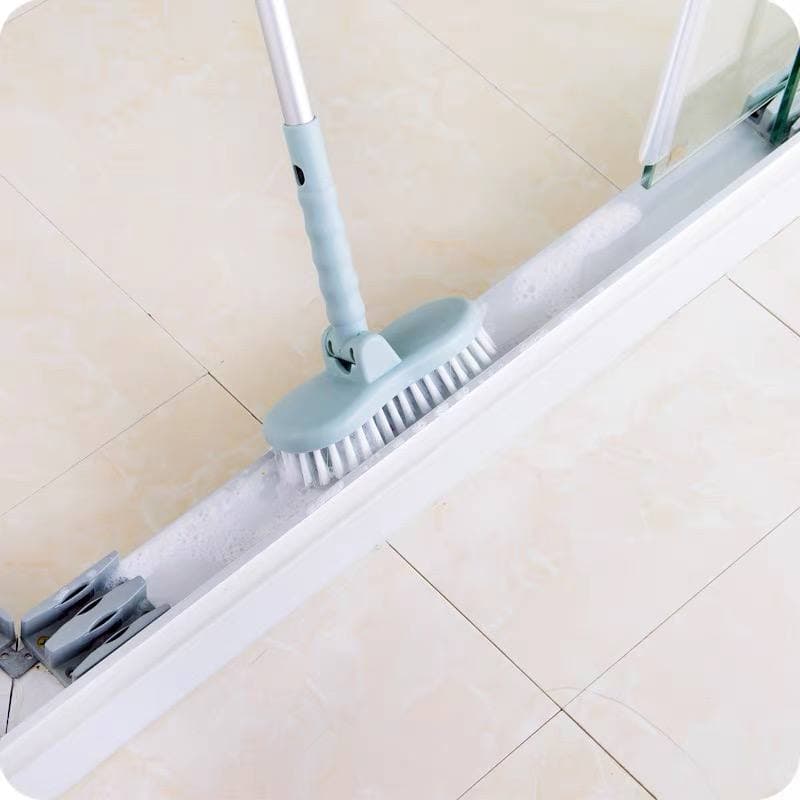 Retractable long-handled floor brush