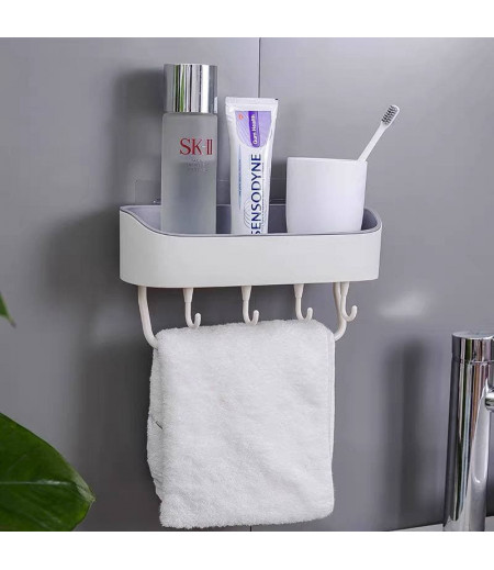 Bathroom toilet shelf wall-free perforated towel rack