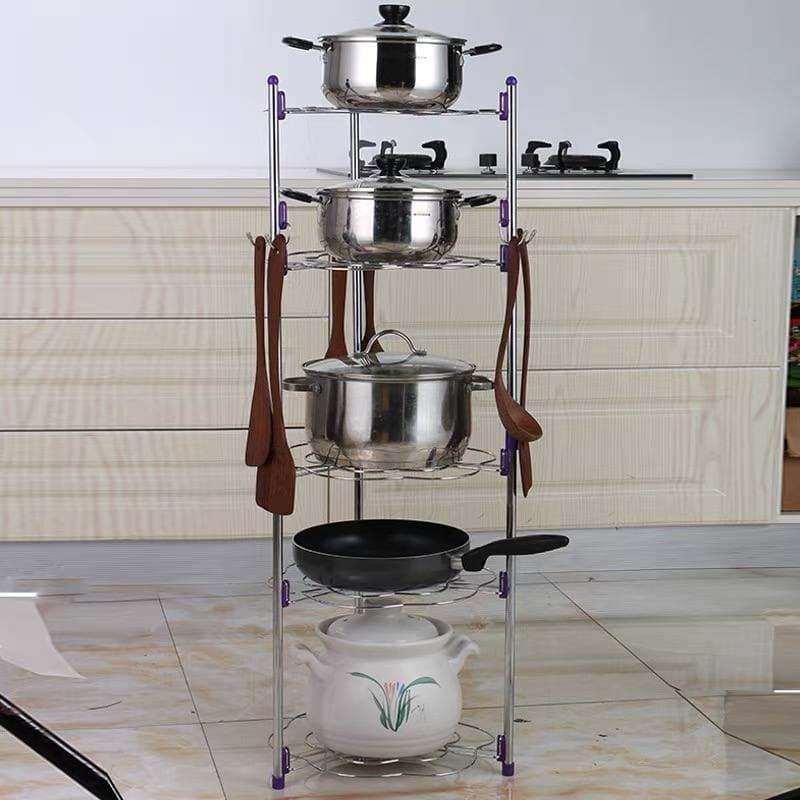 Put the cooking pot rack shelf storage kitchen triangle floor-standing three-layer electrical storage multi-functional storage shelf small