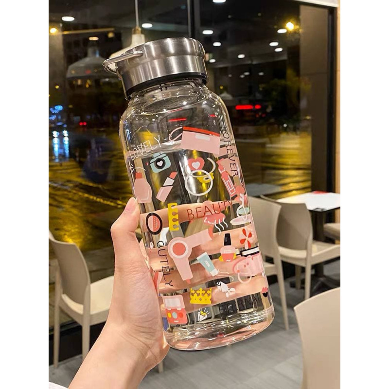 Large-capacity glass 1000ml portable cute high temperature resistant
