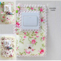 My Home Korean Bear Fabric Lace Switch Sticker Simple Modern Wall Protective Sleeve