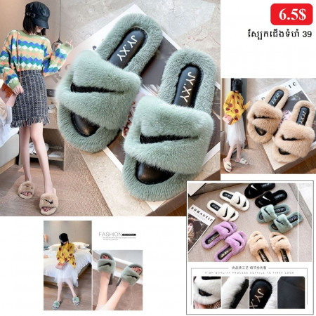 My Home Plush slippers women's 2021 new autumn indoor home cotton slippers