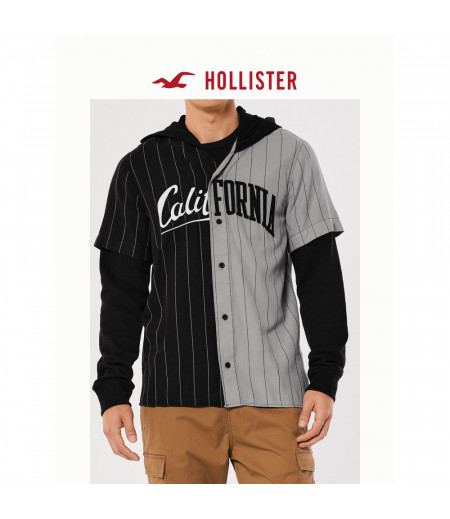 Hollister casual hooded baseball shirt
