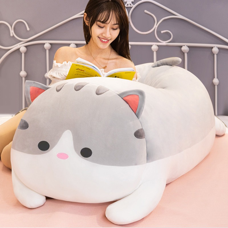 Large cat doll plush toy pillow girl sleeping on the bed cute hug bear super soft doll