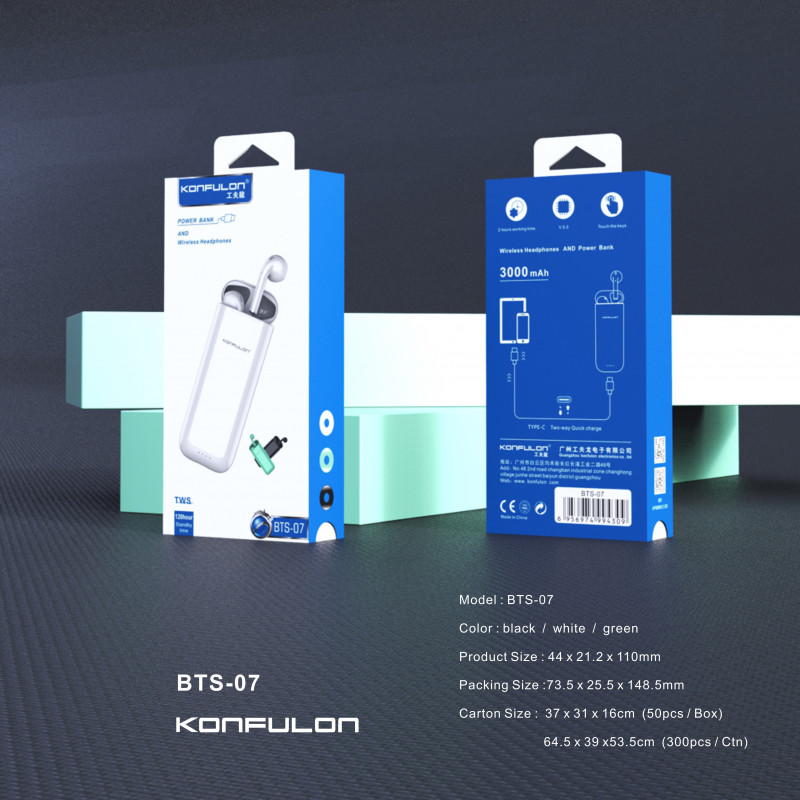 Konfulon Powerbank Bluetooth Headphone 5.0 BTS-07